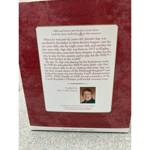 Hockey  2001 Hallmark Keepsake Ornament JAROMIR JAGR Pittsburgh Penguins Hockey - Picture 4 of 16